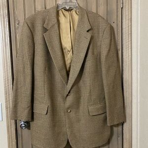 Brooks Brothers 346 Glen Plaid Wool Sport Coat Blazer Mens Brown 3-button
